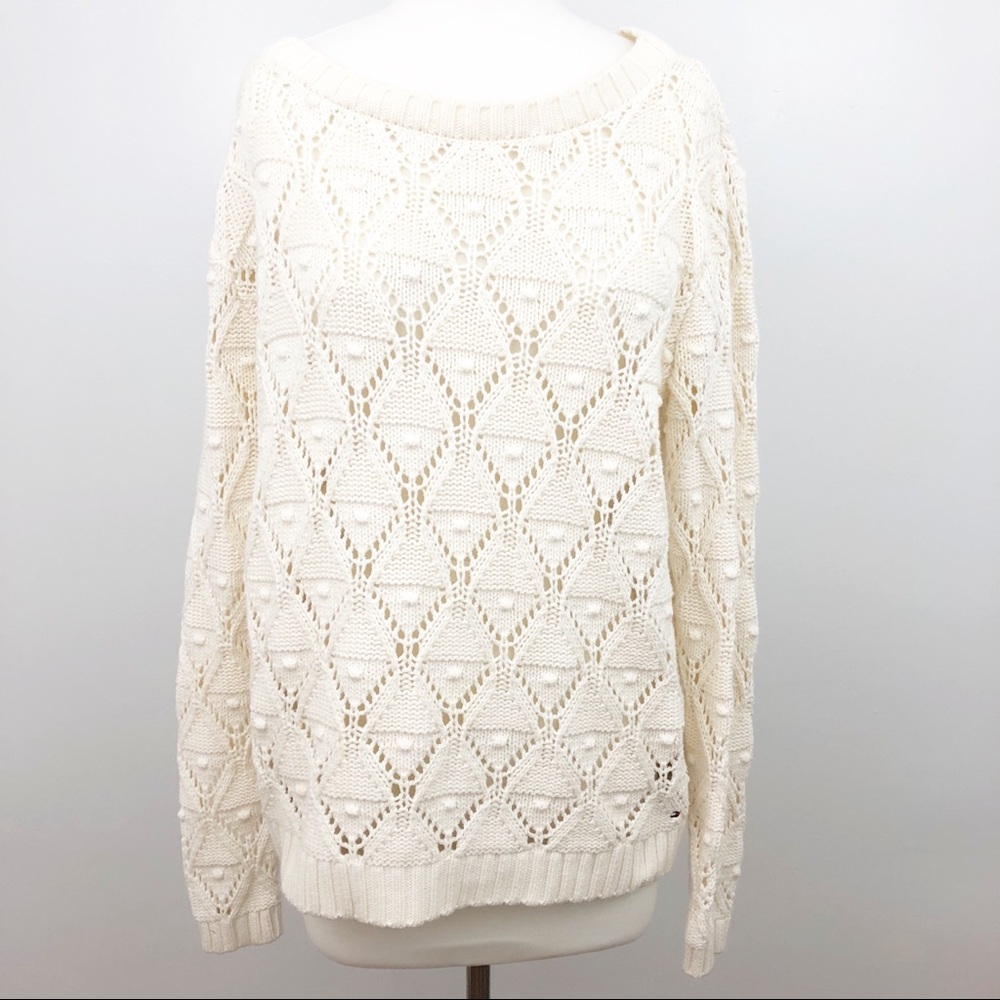 Tommy Hilfiger Open Knit Cotton Sweater Size M‎